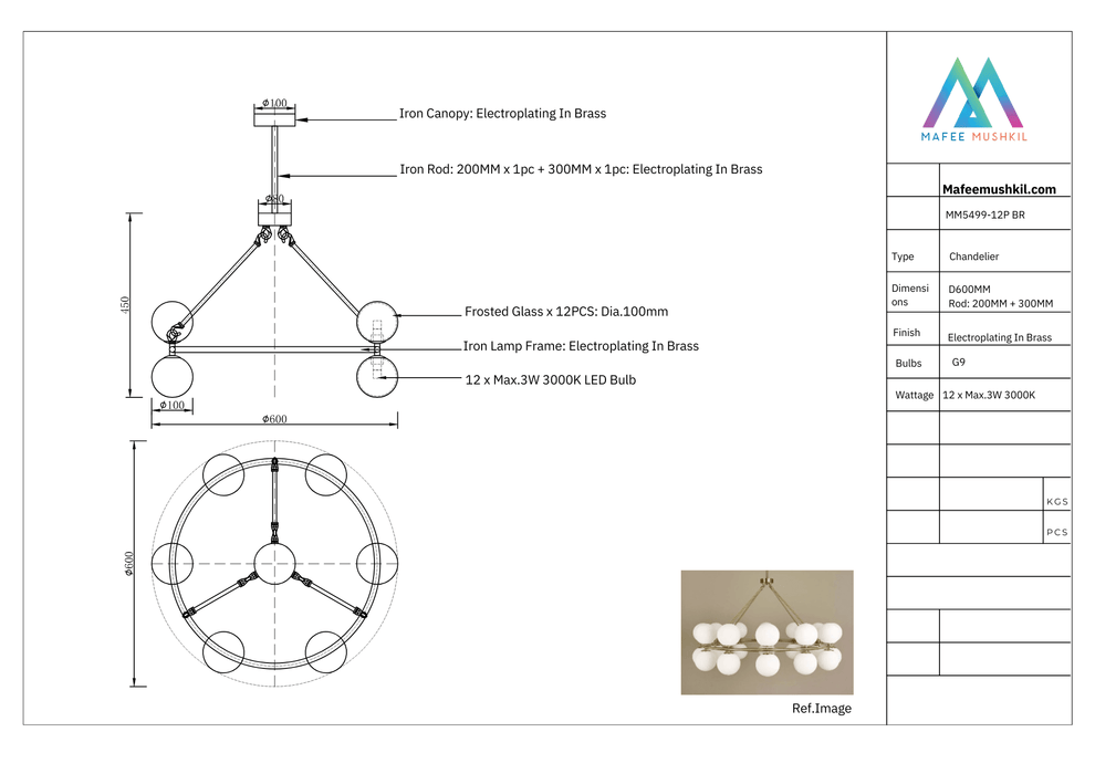 Ashton Gold Chandelier - Mafeemushkil.com LLC