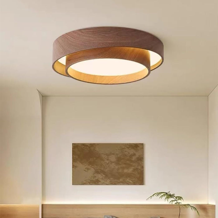 Flush Mount Round LED Light Brown